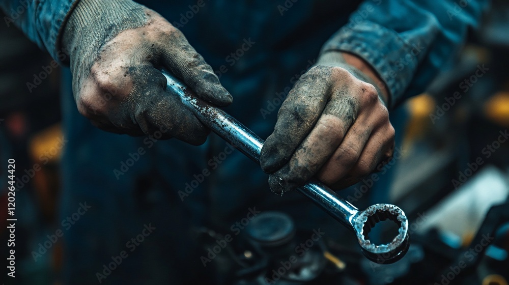 Mechanic repairing vehicle part Mechanic repairing vehicle part