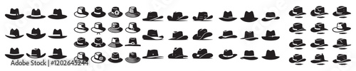 set of silhouette hat vector icons