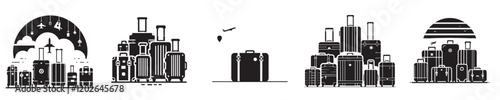 vector set of suitcase silhouettes