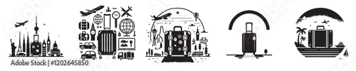 vector set of suitcase silhouettes