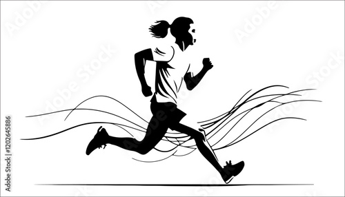 Running man. Silhouette of a marathon runner. Vector illustration