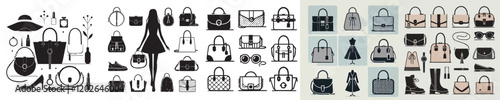 set of vector women's bags silhouettes