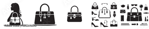set of vector women's bags silhouettes