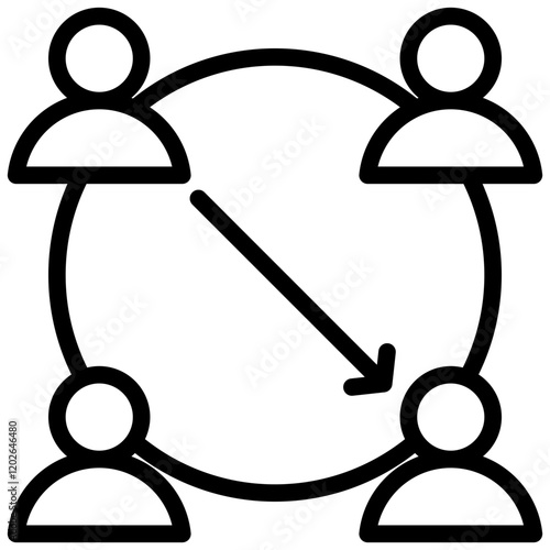 Cross Functional Team Outline Icon