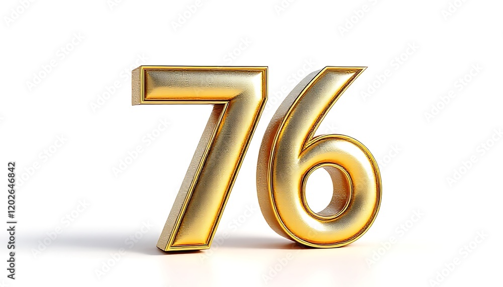 Golden Number Seventy-Six: Elegant 3D Render Golden Number Seventy-Six: Elegant 3D Render