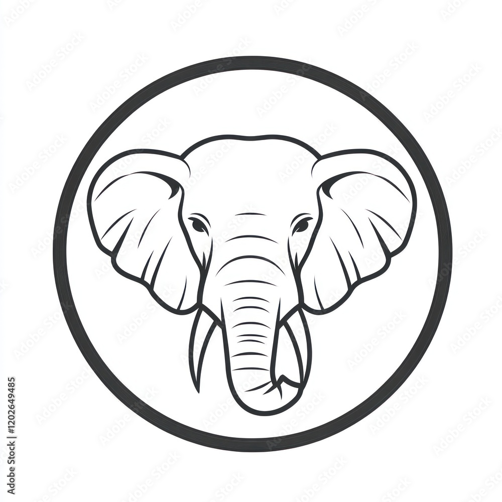 Elephant head illustration in a circle, great for wildlife or design projects Elephant head illustration in a circle, great for wildlife or design projects