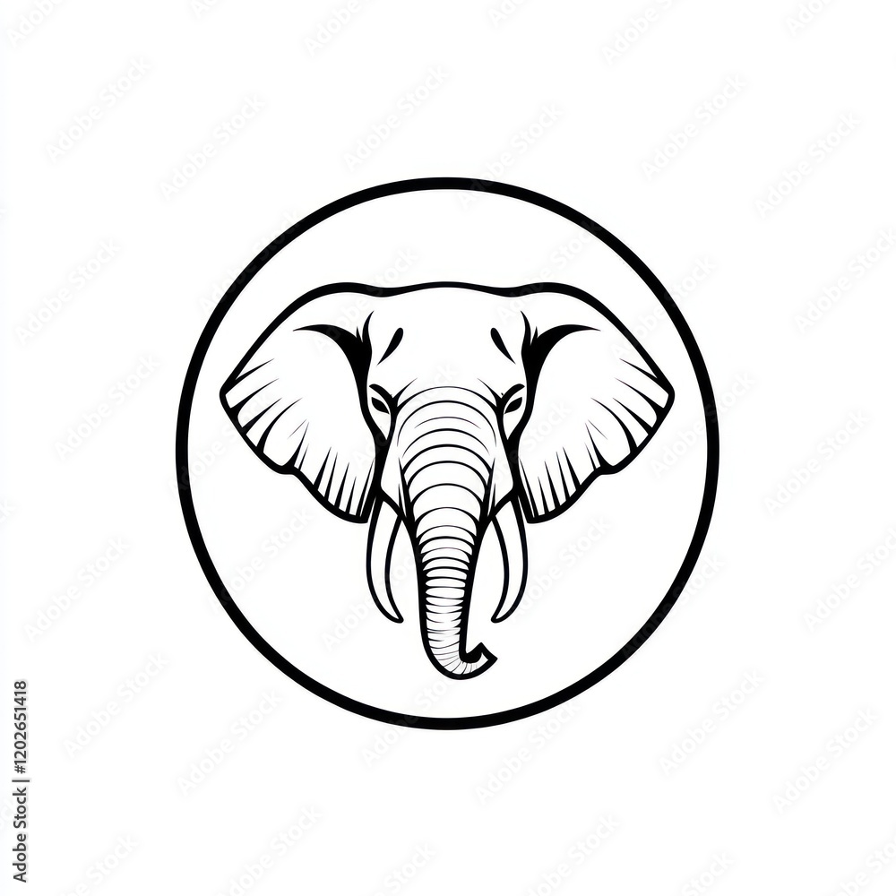 Elephant head, circle design, wildlife, nature, logo, graphic Elephant head, circle design, wildlife, nature, logo, graphic