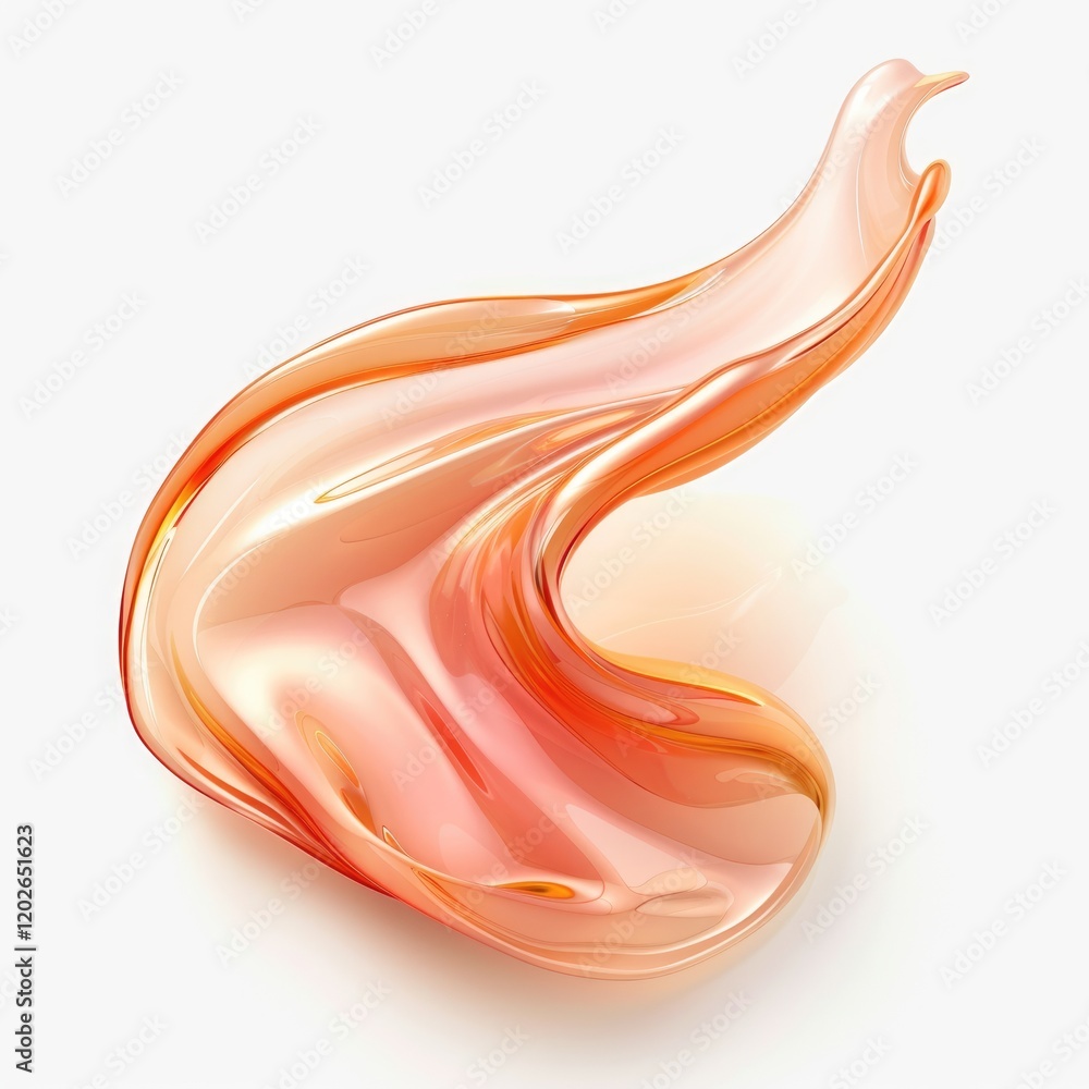Obraz premium Abstract 3D rendering of a flowing, orange liquid, creating a dynamic and elegant form.