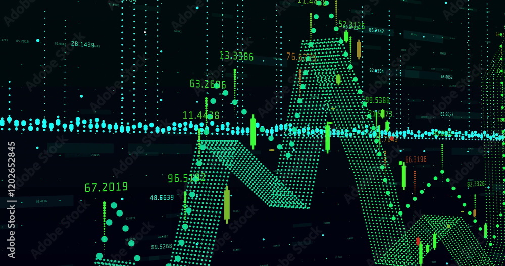 Obraz premium Image of digital data processing over black background