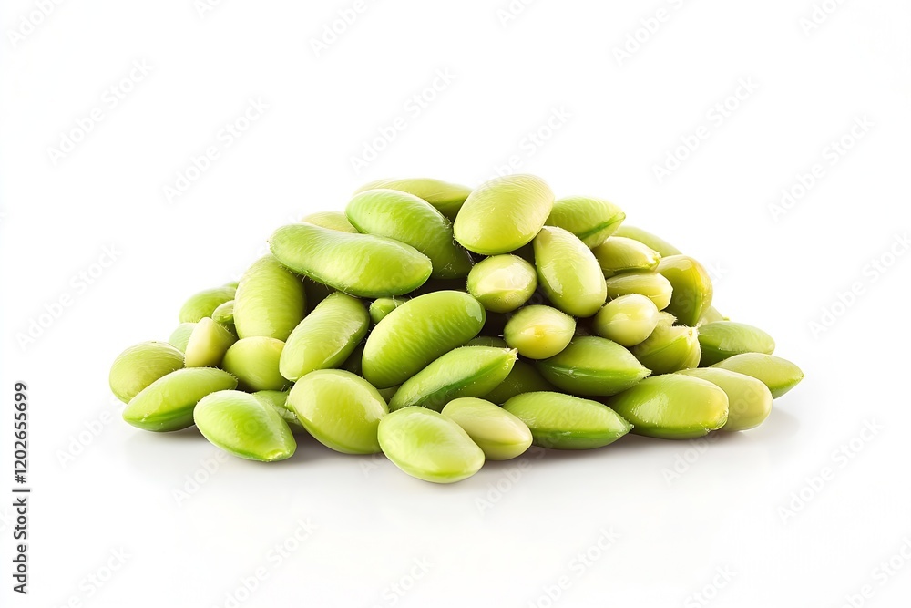 Fresh Green Edamame Beans on White Background Healthy Vegetarian Food : Generative AI Fresh Green Edamame Beans on White Background Healthy Vegetarian Food : Generative AI