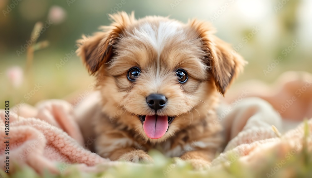 Adorable Puppy: Joyful Expression in Soft Focus Adorable Puppy: Joyful Expression in Soft Focus