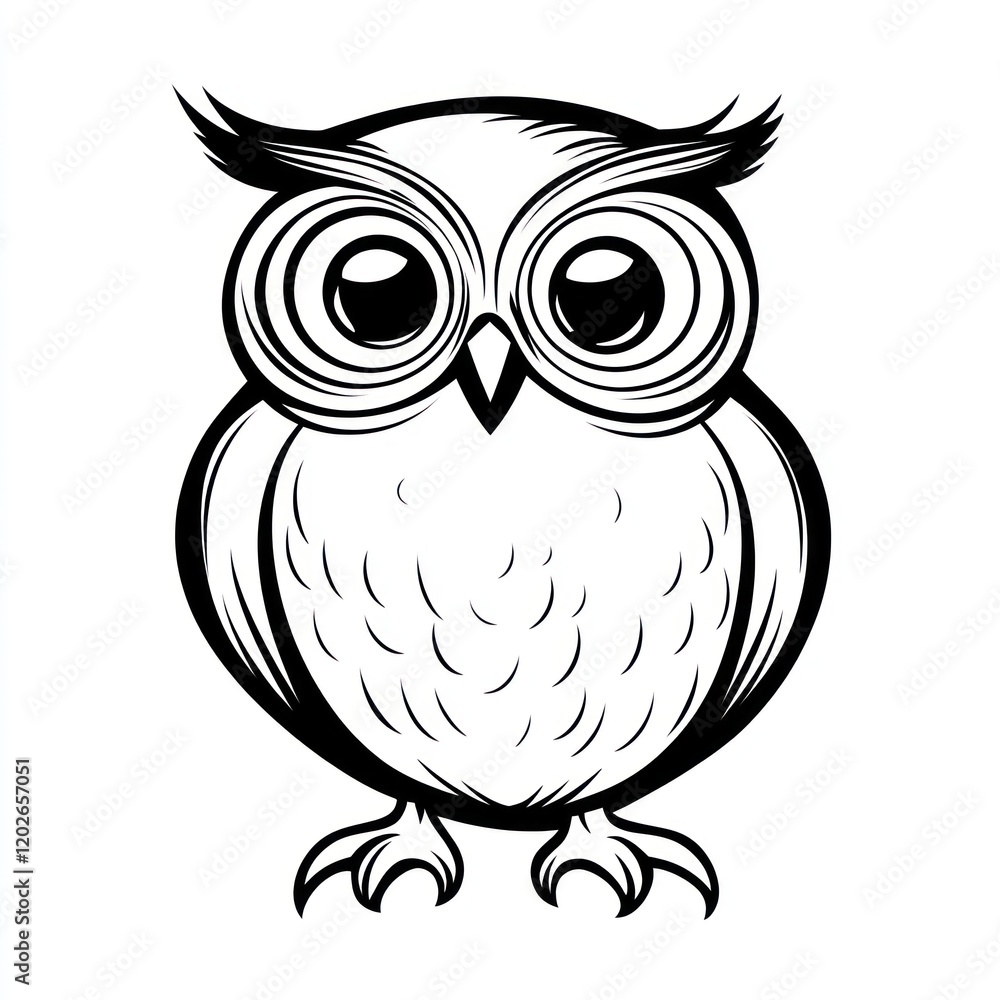 Fototapeta premium Cute cartoon owl illustration, white background, children's book, education (1)