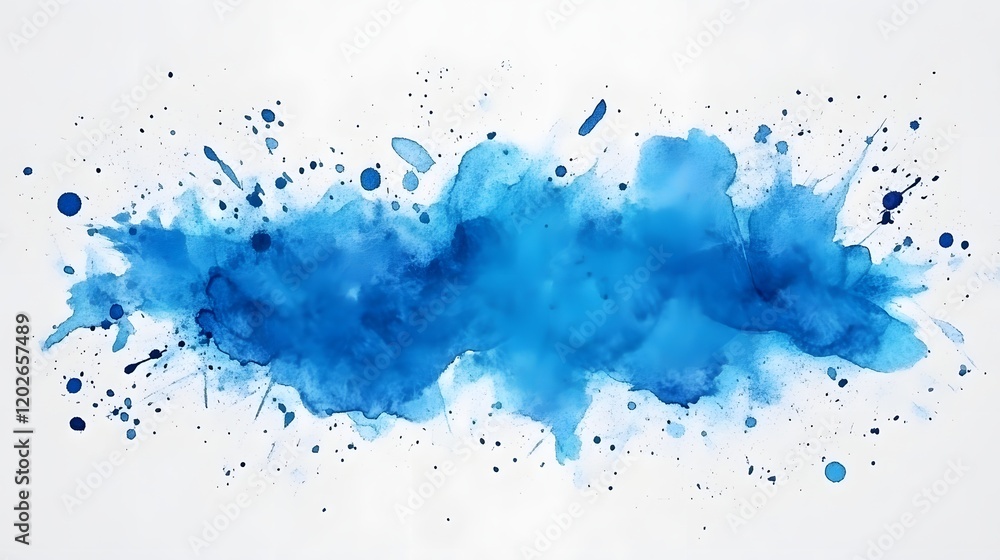 Obraz premium Abstract Blue Watercolor Splashes and Blots