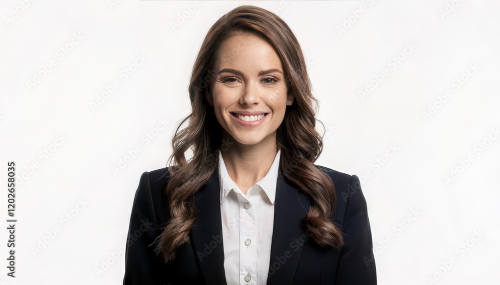 Confident businesswoman isolated on white smiling. Generated image Confident businesswoman isolated on white smiling. Generated image