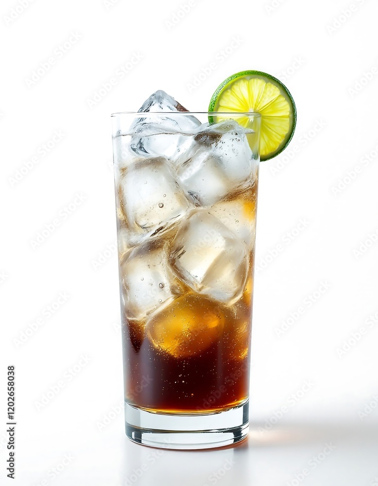Refreshing Iced Cuba Libre Cocktail with Lime Garnish - High-Resolution Stock Photo Refreshing Iced Cuba Libre Cocktail with Lime Garnish - High-Resolution Stock Photo