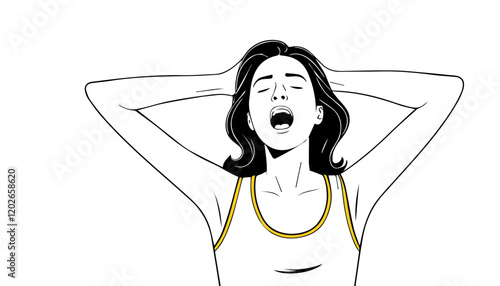illustration of a woman with her hands behind her head and screaming