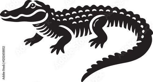 Alligator icon silhouette vector with white background