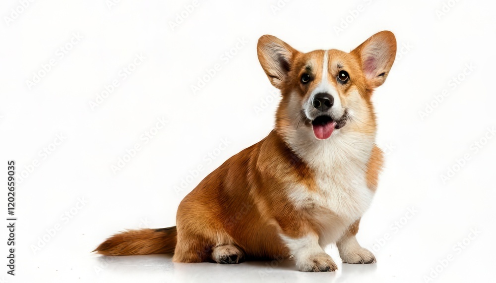 Corgi dog sitting isolated on white background. Generated image Corgi dog sitting isolated on white background. Generated image