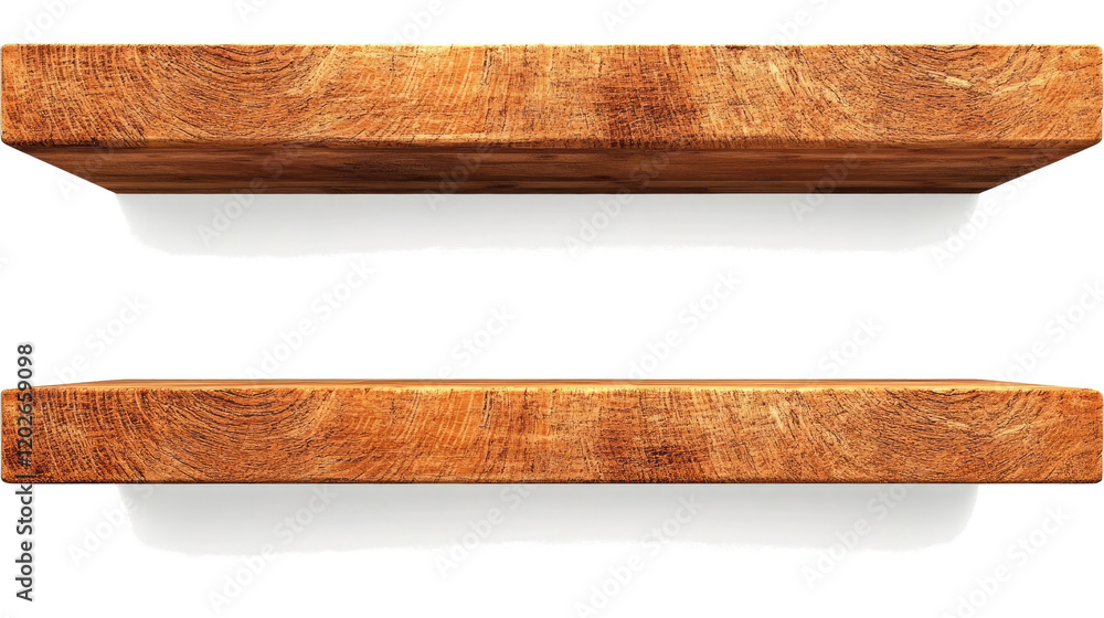 Obraz premium Minimalist Floating Wooden Shelves for Stylish Decor Generative AI