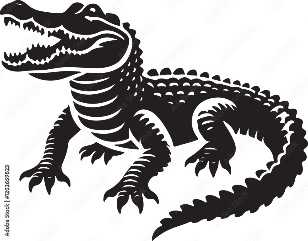 Alligator icon silhouette vector with white background Alligator icon silhouette vector with white background