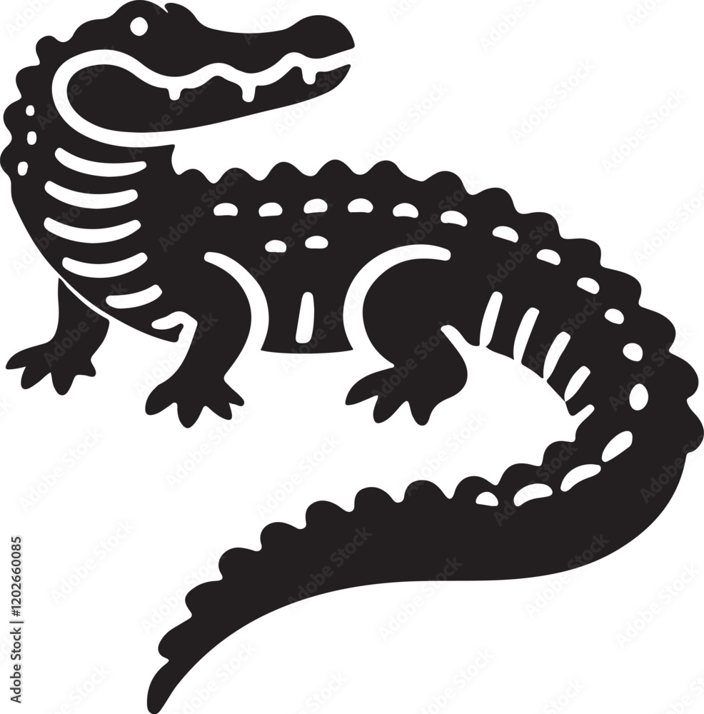 Fototapeta premium Alligator icon silhouette vector with white background