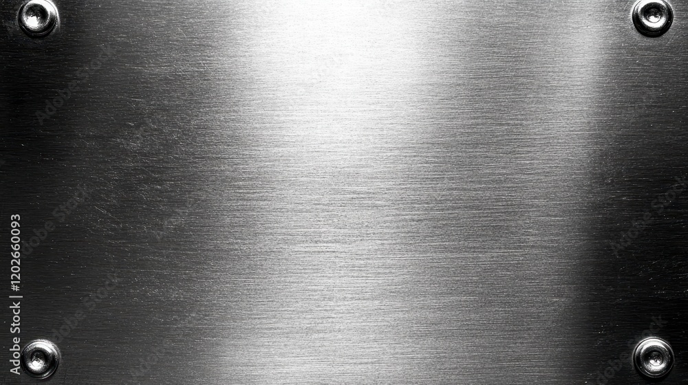 Obraz premium Brushed Metal Texture Background Steel Plate with Screws Industrial Design