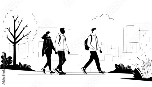 Картината върху платно People walking in the city