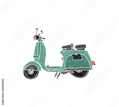 Hand-drawn doodle cartoon of or scooter, vector illustration