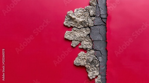 Abstract Texture Cracked Paint on Crimson Surface Gray Weathered Detail Grunge Background photo