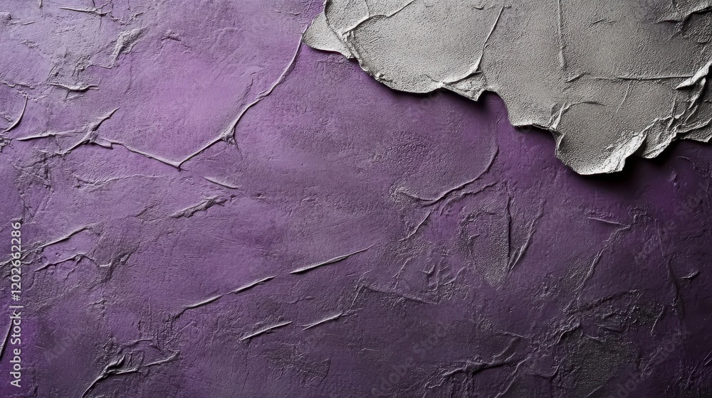 Fototapeta premium Textured Abstract Background Purple and Silver Plaster Wall with Rough Surface
