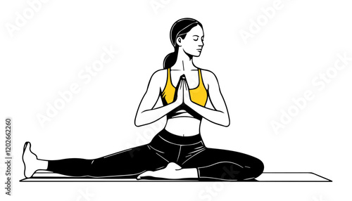 Yoga pose. Woman in lotus position. Vector illustration.