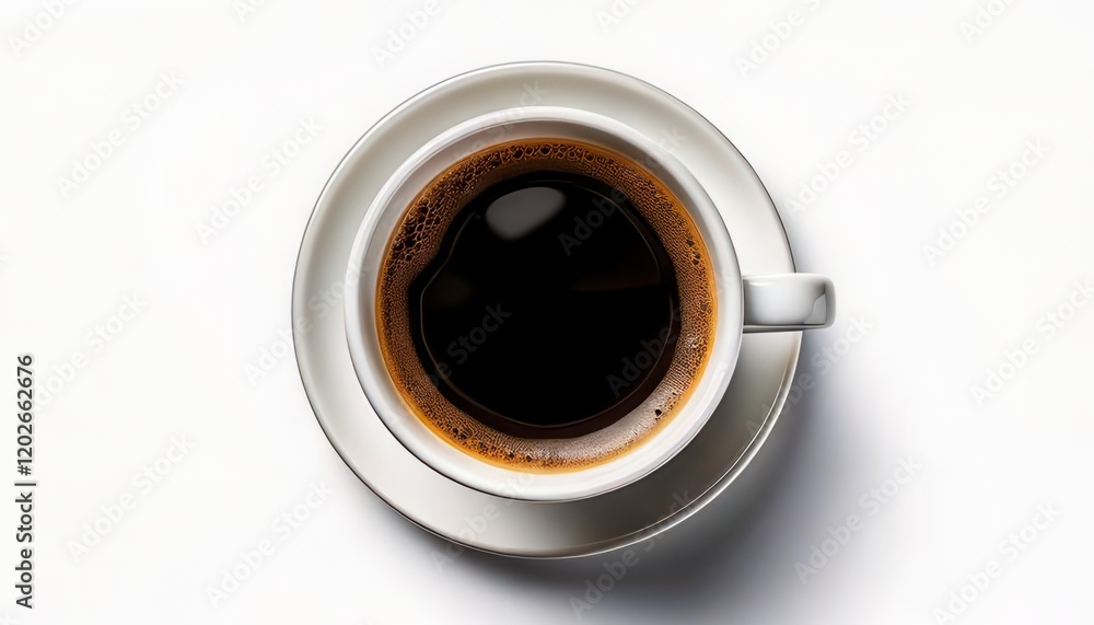 Top view coffee shot.. isolated on white. Generated image Top view coffee shot.. isolated on white. Generated image