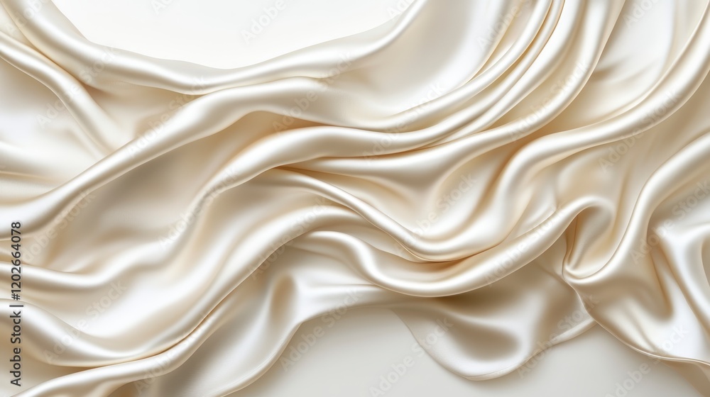 Luxurious Draped Cream Silk Fabric Smooth Soft Texture Elegant Background Luxurious Draped Cream Silk Fabric Smooth Soft Texture Elegant Background