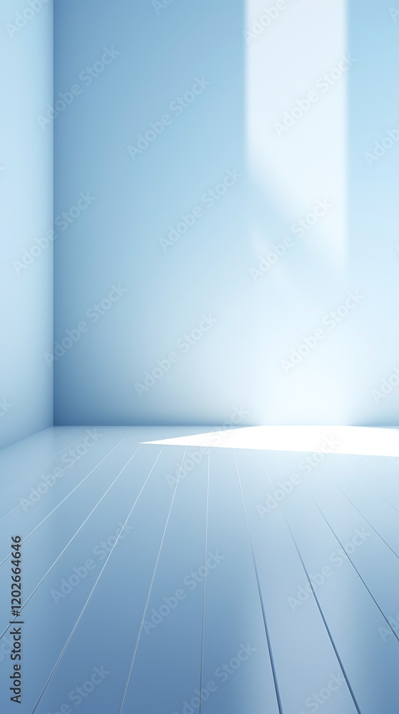 Blue empty room with light and shadow on the wall Blue empty room with light and shadow on the wall