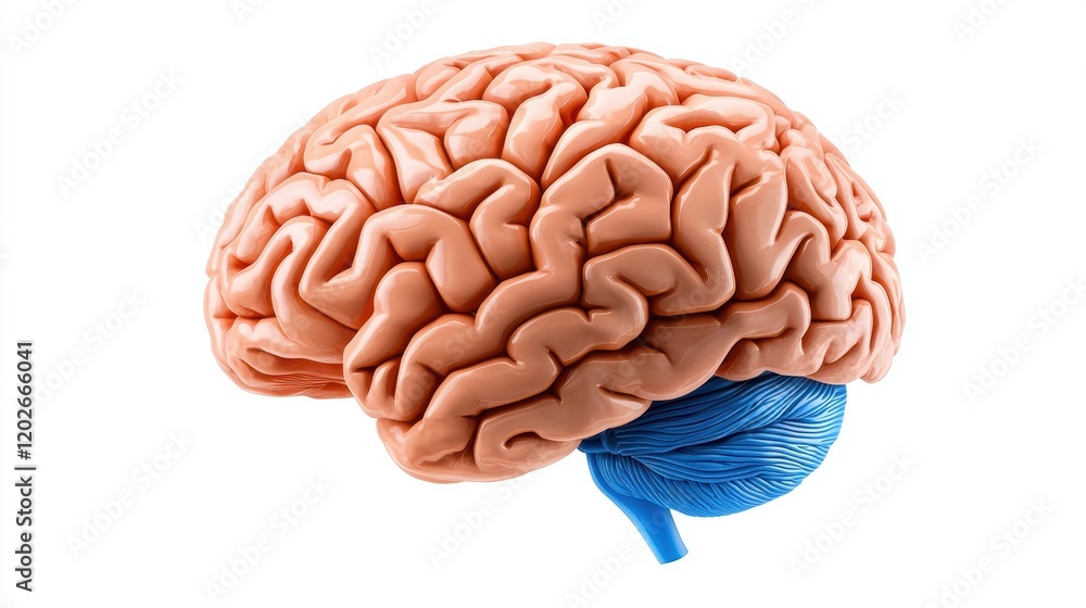 Human Brain Anatomy with Cerebellum and Brain Stem Illustration Human Brain Anatomy with Cerebellum and Brain Stem Illustration