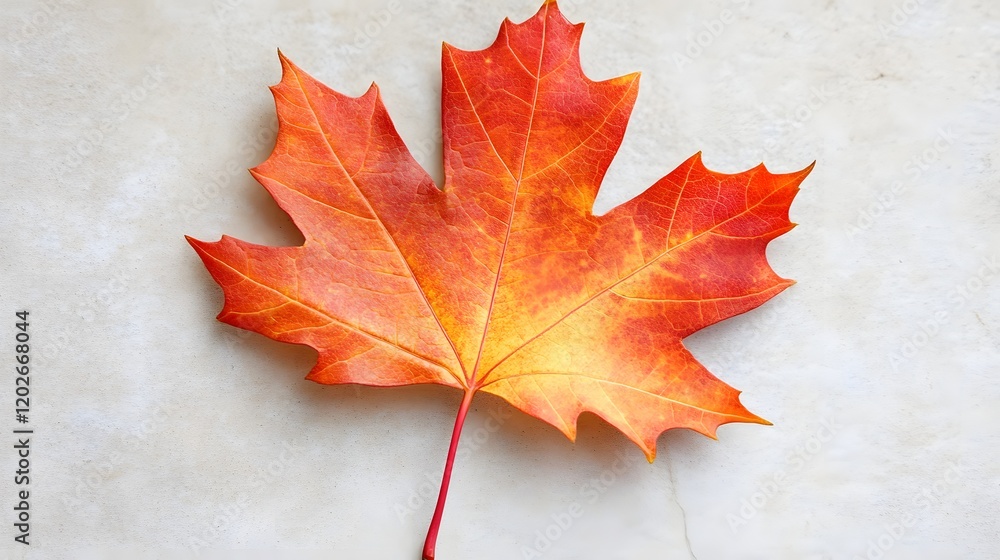 Single Autumn Maple Leaf On Light Background Single Autumn Maple Leaf On Light Background