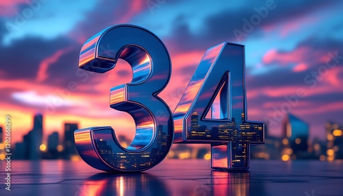Reflective Chrome Number 34: Cityscape Sunset