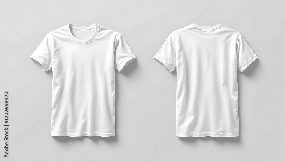 Blank White T-Shirt Mockup: Front and Back Views, Minimalist Style Blank White T-Shirt Mockup: Front and Back Views, Minimalist Style