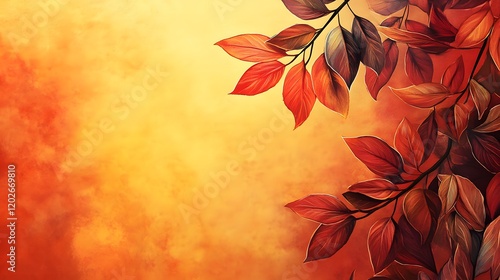 Autumn Leaves Branch Abstract Orange Background