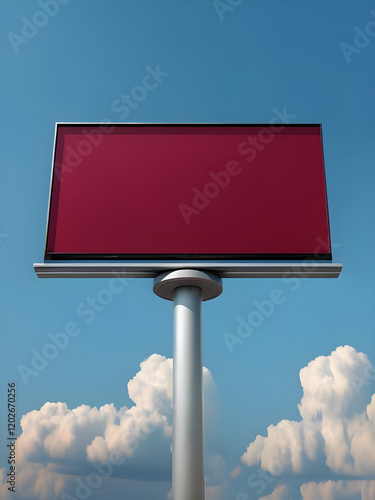red blank billboard on sky mockup