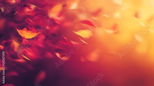 Fototapeta Naklejka Na Ścianę i Meble -  Autumn Leaves Dancing in Warm Sunlight