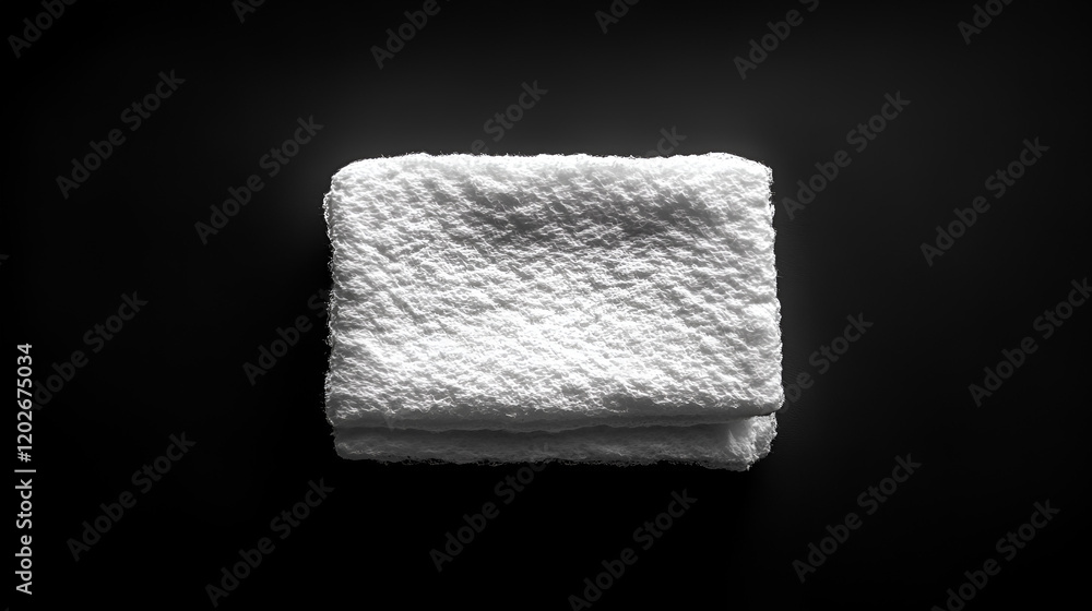 Obraz premium A single white gauze pad centered on a flat black background