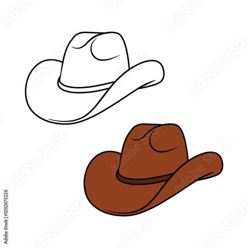 Cowboy Hat cartoon vector illustration, Simple drawing of a cowboy hat