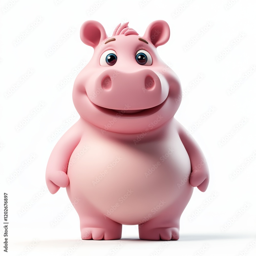 Cute 3D Cartoon Animal Character Smiling with Cheerful Expression Cute 3D Cartoon Animal Character Smiling with Cheerful Expression