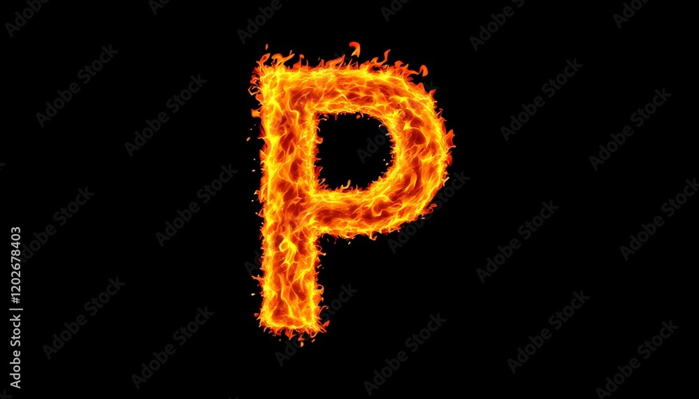 Fiery Letter P: A Flaming Alphabet Design Fiery Letter P: A Flaming Alphabet Design