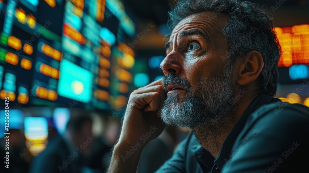Stock Traders on Exchange Floor Displaying Shock and Concerned Reactions Stock Traders on Exchange Floor Displaying Shock and Concerned Reactions