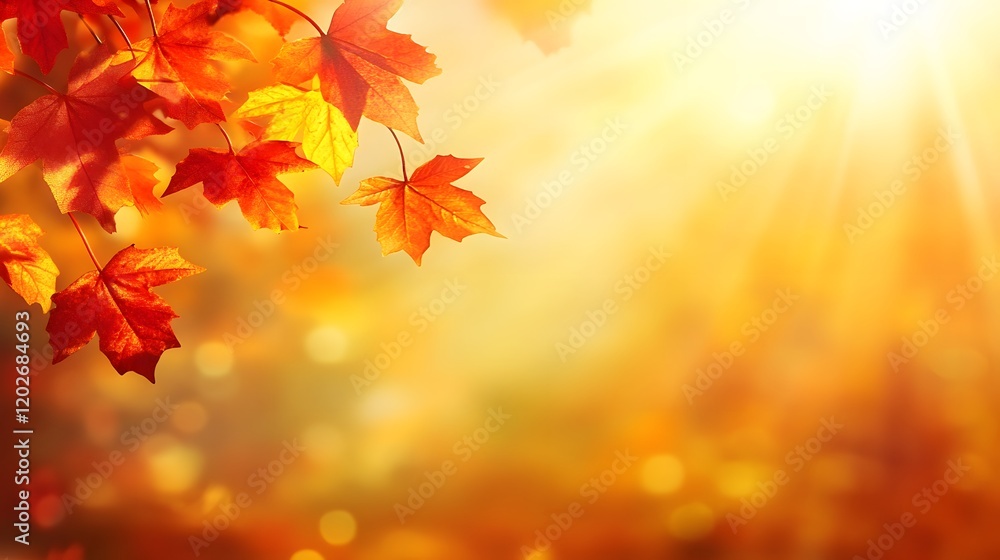Autumn Leaves Branch Golden Sunlight Background Autumn Leaves Branch Golden Sunlight Background