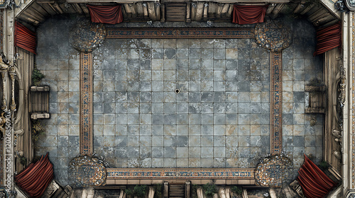 Aerial View of Stone Battle Map Game Arena