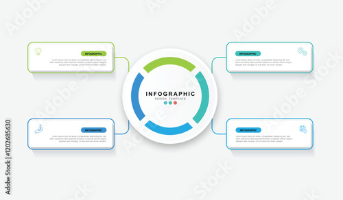 Business infographic template. 4 Step timeline journey. Process diagram, 4 options on white background