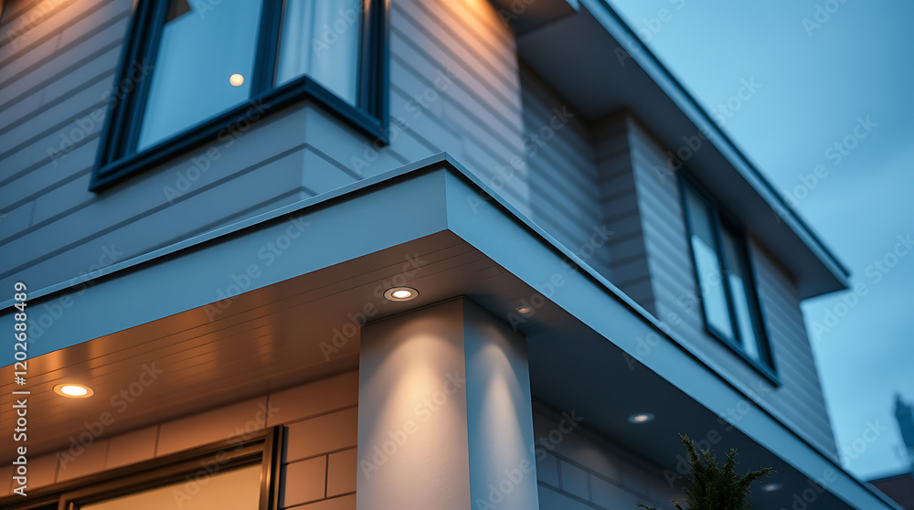 Modern House Exterior at Night: Architectural Design and Lighting Modern House Exterior at Night: Architectural Design and Lighting